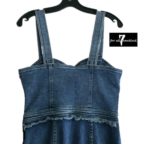 7 For All Mankind NEW MUSE Frayed Fitted Vintage Denim Dress S - Picture 10 of 12
